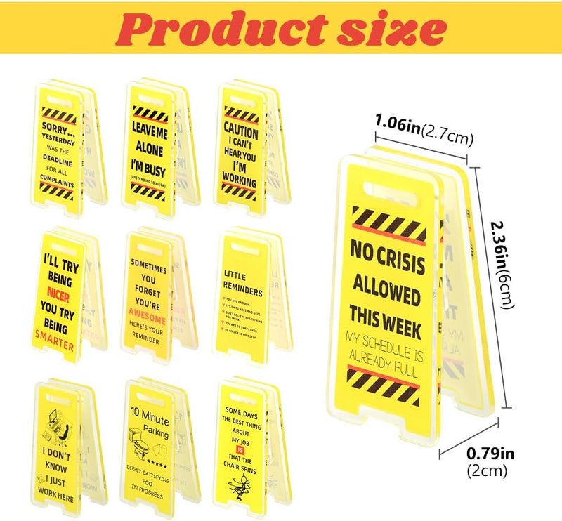 WeiLingBo 10 Pack Funny Office Note Holder Clips, Mini Caution Overstimulated Desk Sign Sticky Note Holder Office Gag Gifts for Coworker Leader Manager - Image 2